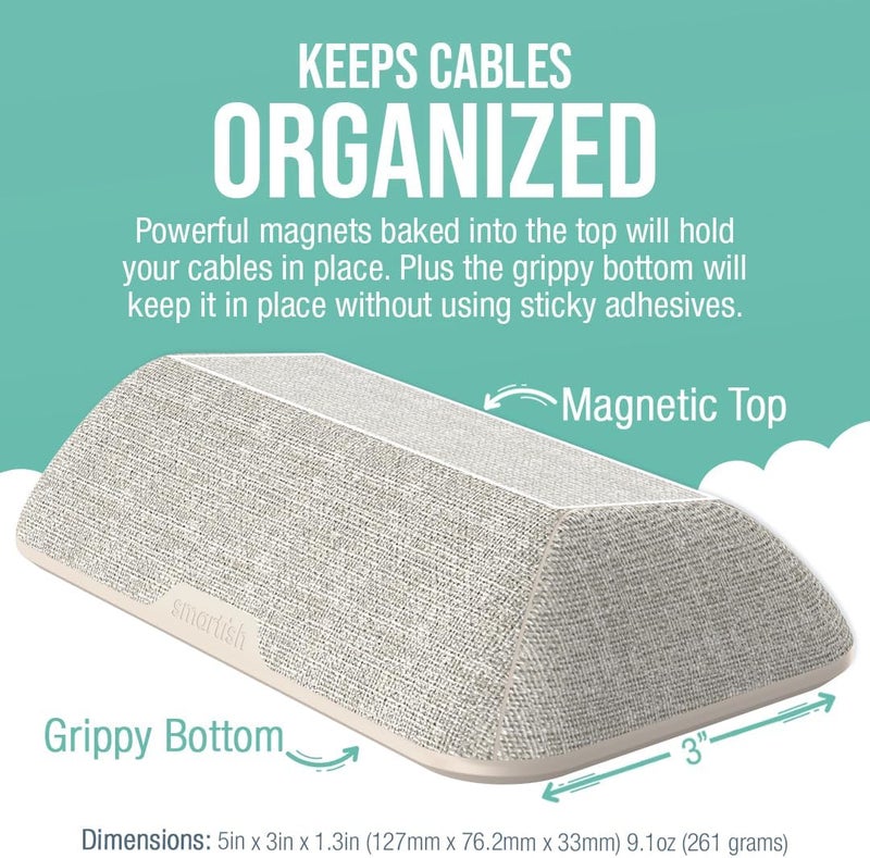 Smartish ® Magnetic Cord Holder - Bigger Cable Wrangler Organizer with Magnet Clips for Charger Management on Desktop, Nightstand - Holds 6+ Cables - Lightly Toasted Beige - Image 2